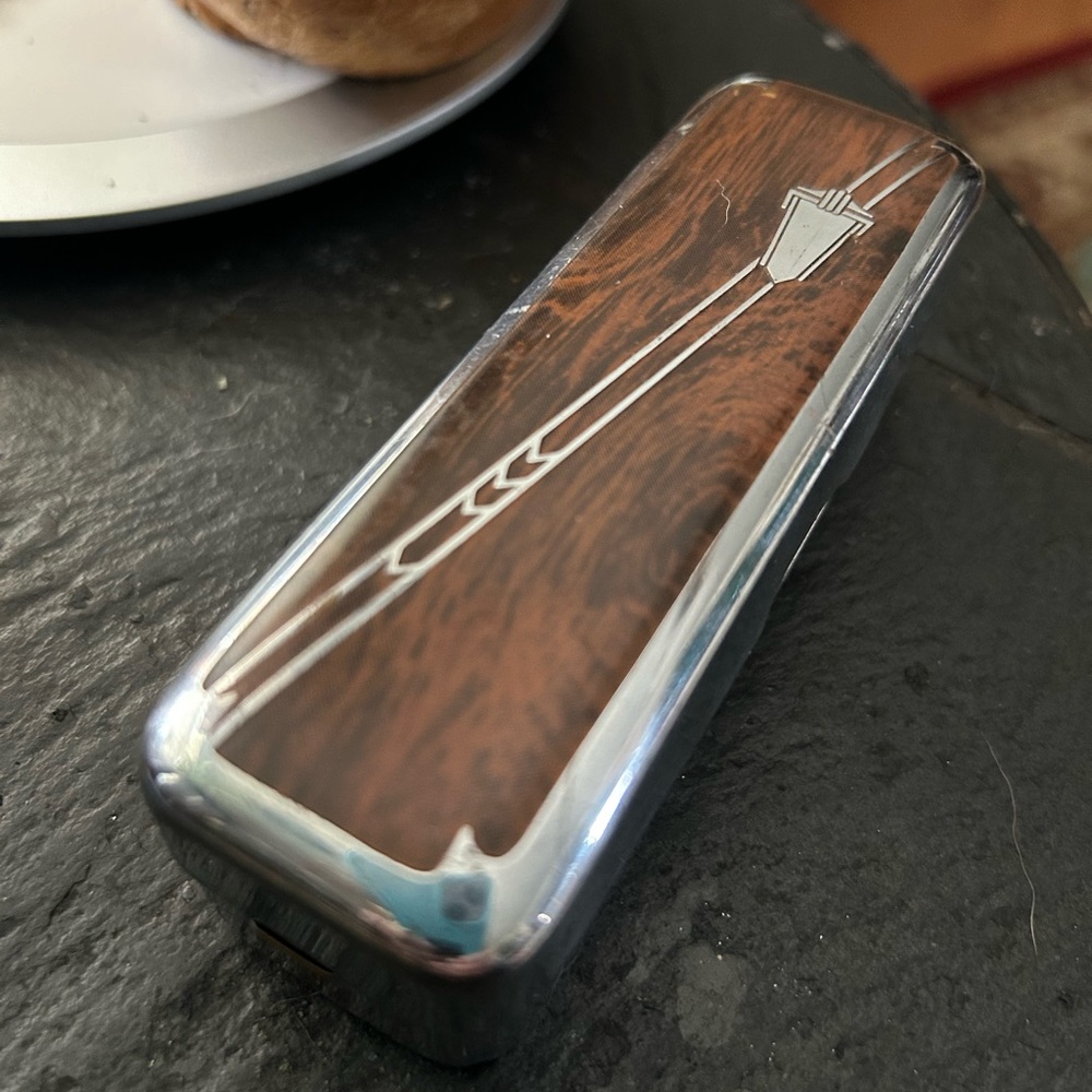 Vintage Art Deco Metal Inlaid Trinket Box Cigarette Holder